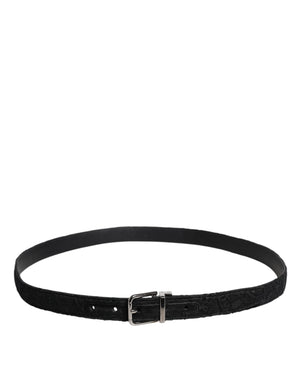 Dolce & Gabbana Black Cotton Blend Silver Metal Buckle Belt