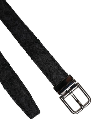 Dolce & Gabbana Black Cotton Blend Silver Metal Buckle Belt