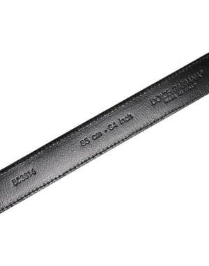 Dolce & Gabbana Gray Leather Silver Tone Metal Buckle Belt