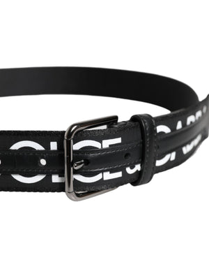 Dolce & Gabbana Black Leather Classic Metal Logo Buckle Belt