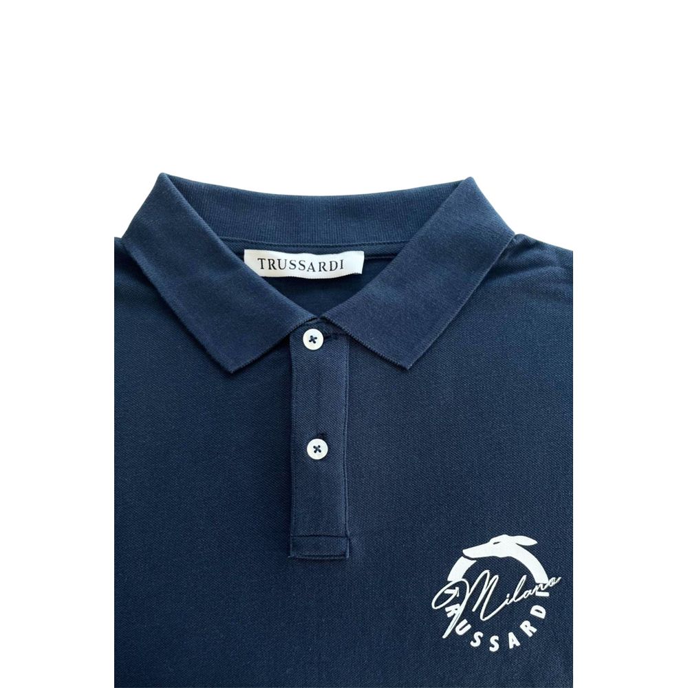 Trussardi Beachwear Blue Cotton Polo Shirt
