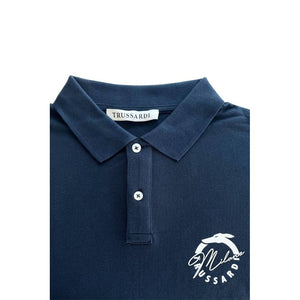 Trussardi Beachwear Blue Cotton Polo Shirt