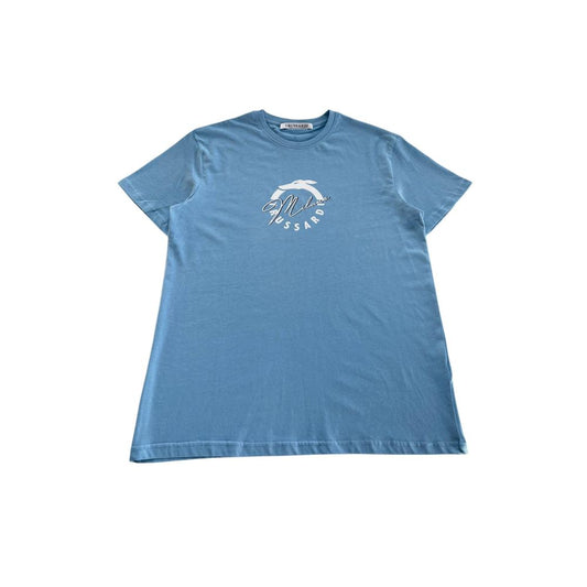 Trussardi Beachwear Light Blue Cotton T-Shirt