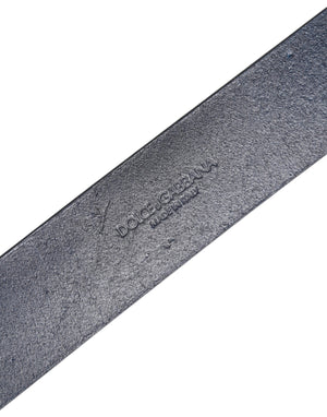 Dolce & Gabbana Blue Leather Classic Metal Logo Buckle Belt