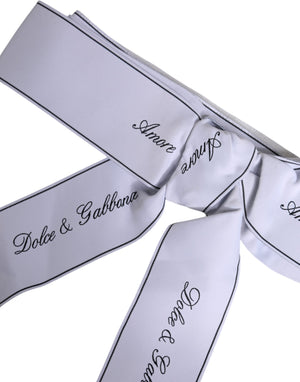 Dolce & Gabbana White Waist Ribbon Wide Bow Logo Belt