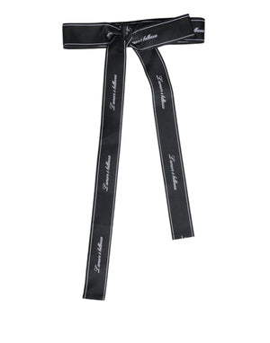 Dolce & Gabbana Black Waist Ribbon Wide Bow Logo Belt