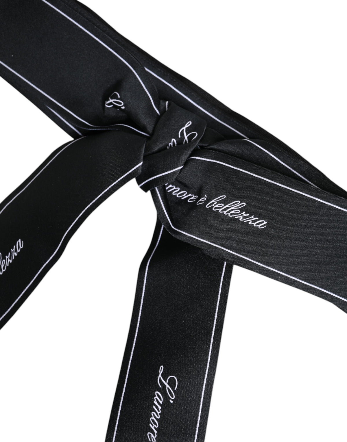 Dolce & Gabbana Black Waist Ribbon Wide Bow Logo Belt