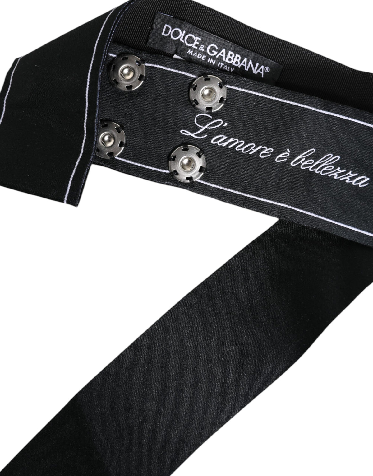 Dolce & Gabbana Black Waist Ribbon Wide Bow Logo Belt