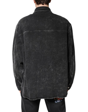 Dolce & Gabbana Black Logo Cotton Stretch Denim Jacket