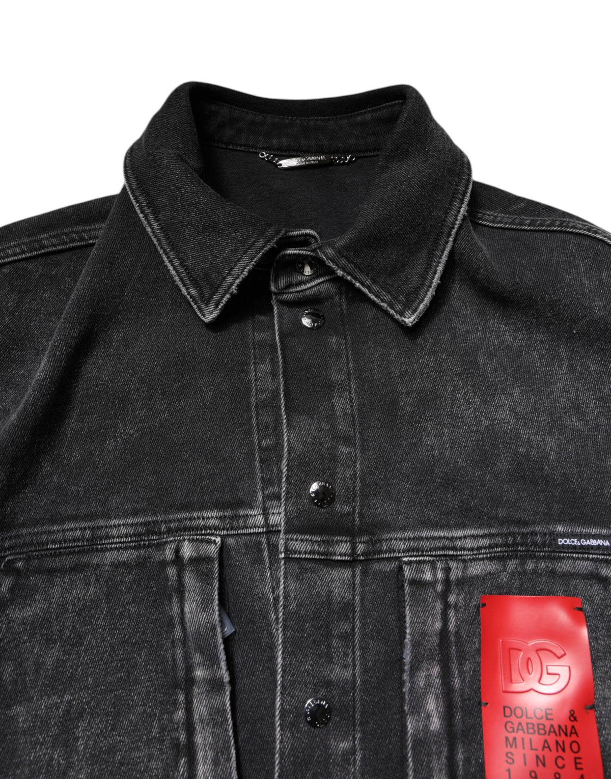Dolce & Gabbana Black Logo Cotton Stretch Denim Jacket