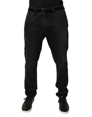 Dolce & Gabbana Black Cotton Skinny Men Denim Jeans