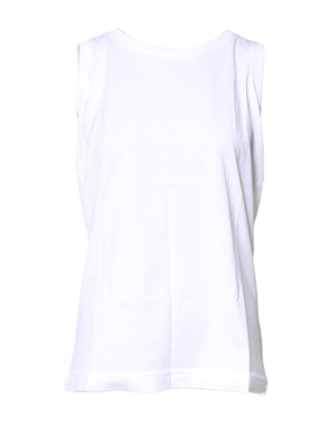 Dolce & Gabbana White Cotton Sleeveless Crew Neck T-shirt