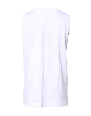 Dolce & Gabbana White Cotton Sleeveless Crew Neck T-shirt