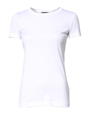 Dolce & Gabbana White Cotton Crew Neck Short Sleeves T-shirt