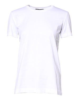 Dolce & Gabbana White Cotton Crew Neck Short Sleeves T-shirt