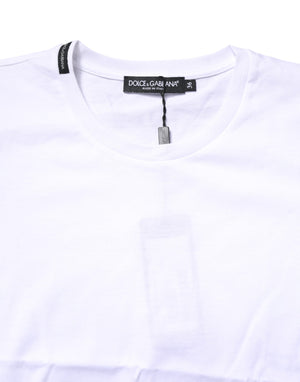 Dolce & Gabbana White Cotton Crew Neck Short Sleeves T-shirt