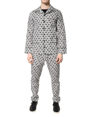 Dolce & Gabbana Black White DG Print Cotton Pajama Set Sleepwear