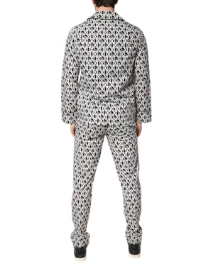 Dolce & Gabbana Black White DG Print Cotton Pajama Set Sleepwear