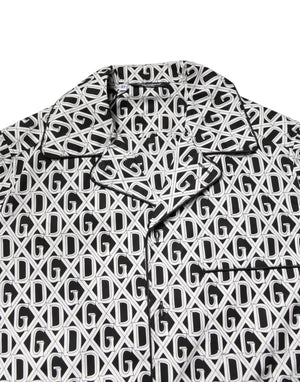 Dolce & Gabbana Black White DG Print Cotton Pajama Set Sleepwear