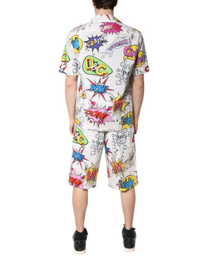 Dolce & Gabbana White Cartoon Print Cotton Men Pajama Set Sleepwear