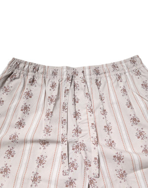 Dolce & Gabbana Beige Floral Print Cotton Men Pajama Set Sleepwear