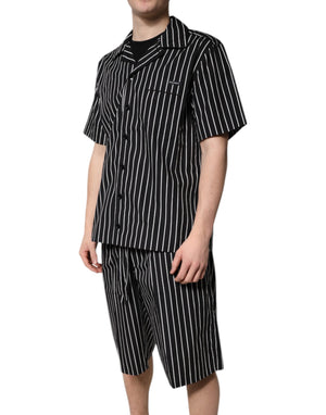 Dolce & Gabbana Black White Stripes Cotton Men Pajama Set Sleepwear