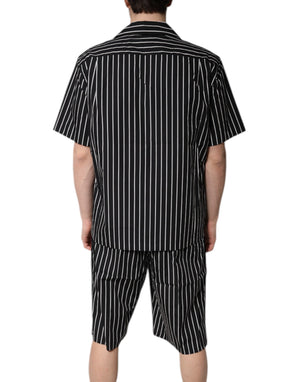 Dolce & Gabbana Black White Stripes Cotton Men Pajama Set Sleepwear