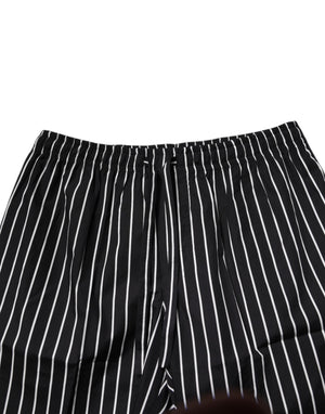 Dolce & Gabbana Black White Stripes Cotton Men Pajama Set Sleepwear