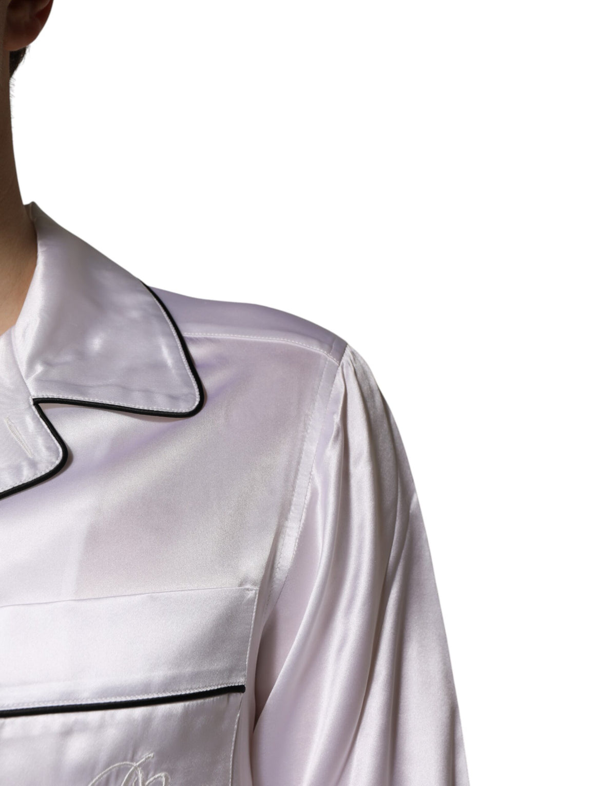 Dolce & Gabbana White Satin Silk Men Pajama Set Sleepwear