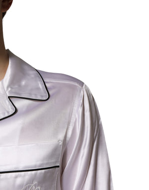 Dolce & Gabbana White Satin Silk Men Pajama Set Sleepwear