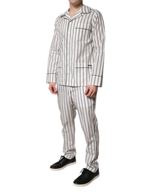 Dolce & Gabbana White Black Stripes Cotton Men Pajama Set Sleepwear
