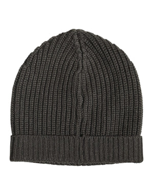 Dolce & Gabbana Dark Gray Cashmere Knit Winter Beanie Hat