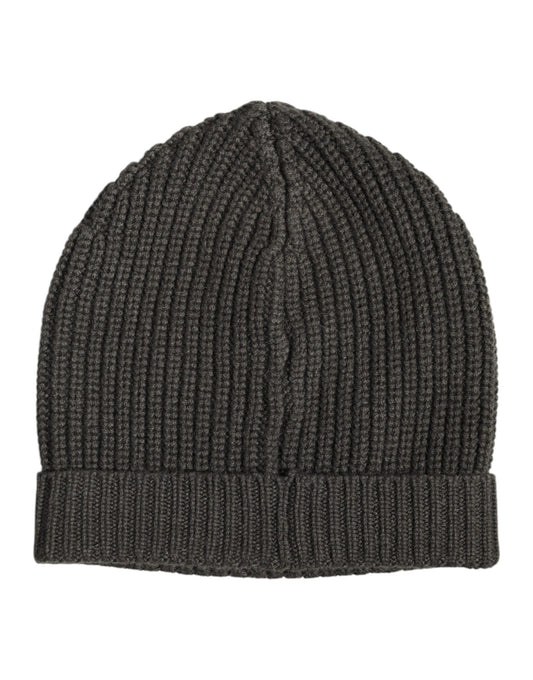 Dolce & Gabbana Dark Gray Cashmere Knit Winter Beanie Hat