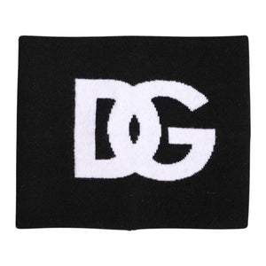 Dolce & Gabbana Black White Logo Print Knitted Neck Warmer Scarf