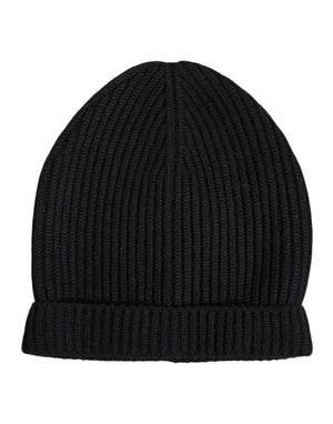 Dolce & Gabbana Black Cashmere Knitted Winter Beanie Hat
