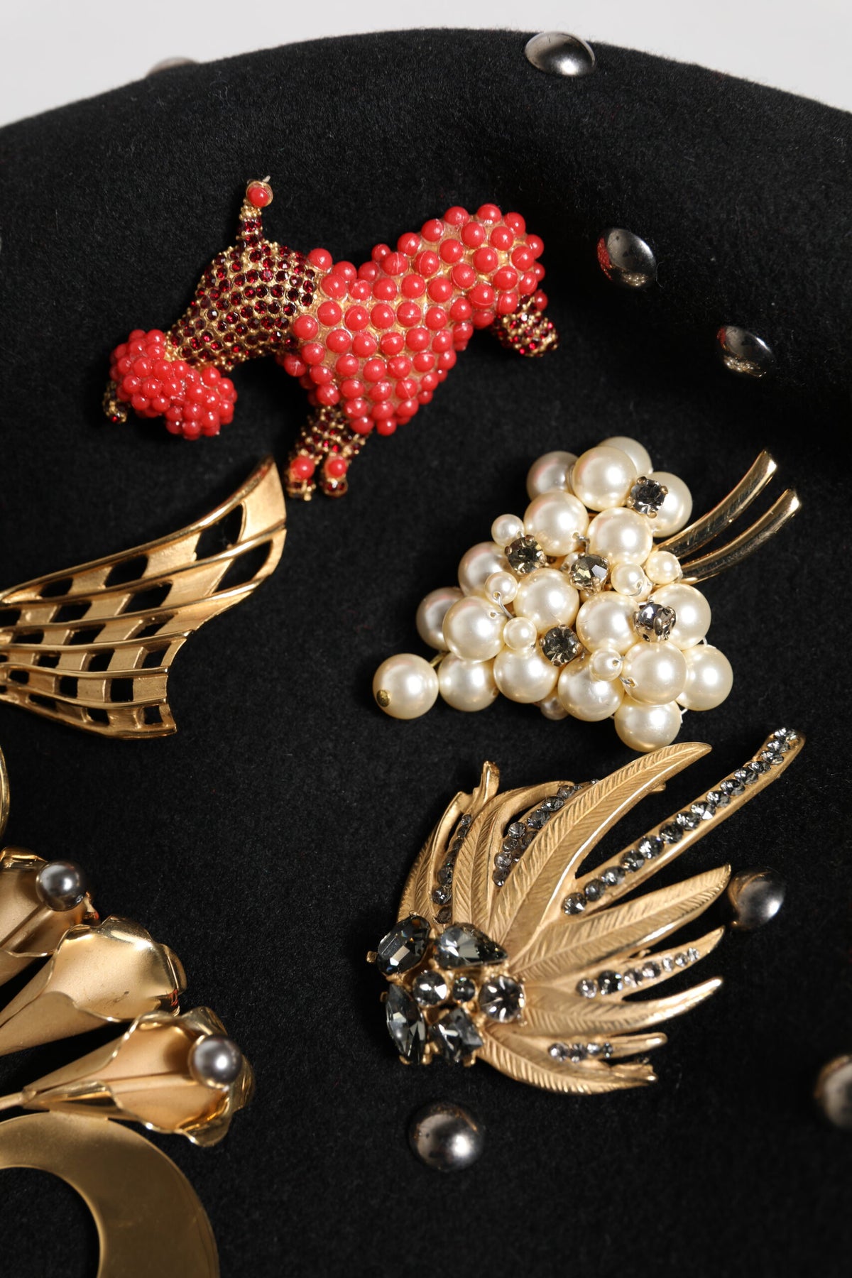 Dolce & Gabbana Black Wool Multicolor Embellished Cloche Hat