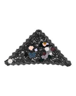 Dolce & Gabbana Black Lace Floral Applique Cotton Veil Hat