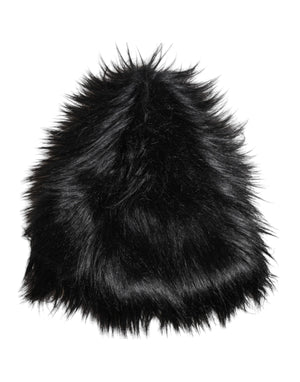 Dolce & Gabbana Black Acrylic Fur Womens Bucket Hat