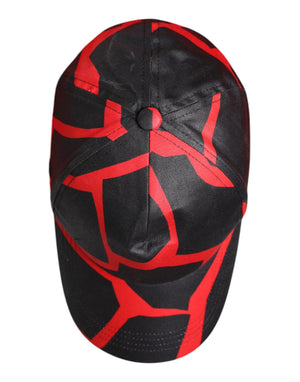 Dolce & Gabbana Red Black Lace Tulle Cotton Baseball Cap