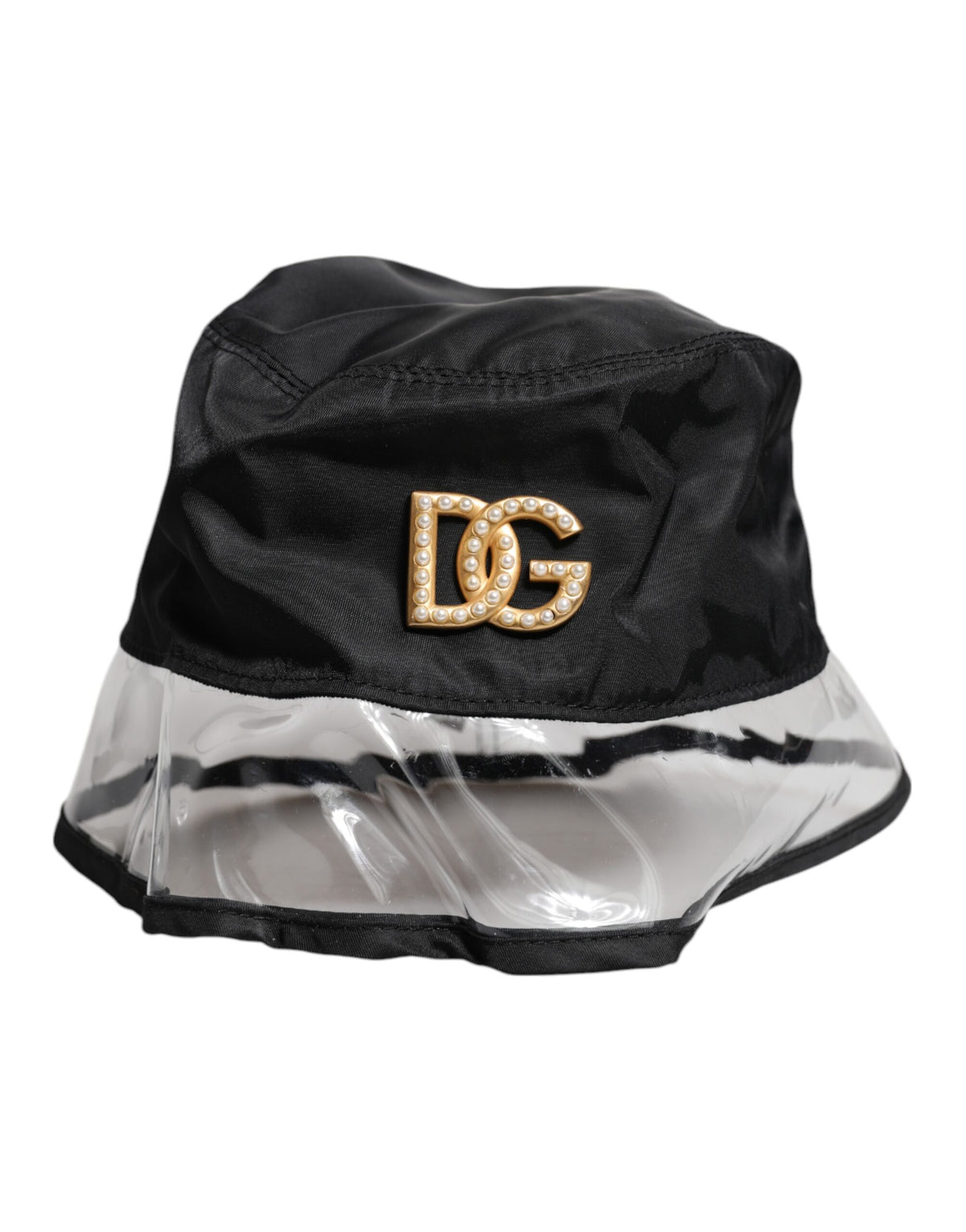 Dolce & Gabbana Black Nylon PVC DG Logo Bucket Hat