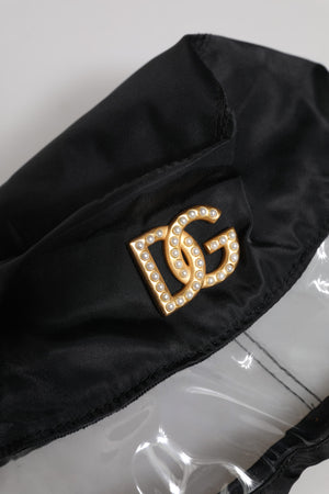 Dolce & Gabbana Black Nylon PVC DG Logo Bucket Hat