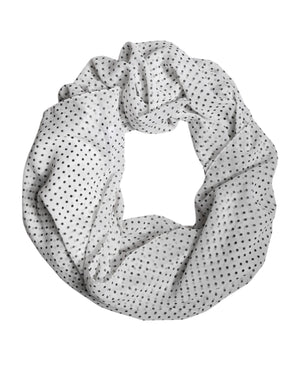 Dolce & Gabbana White Polka Dots Polyester Wrap Shawl Scarf