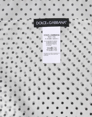 Dolce & Gabbana White Polka Dots Polyester Wrap Shawl Scarf