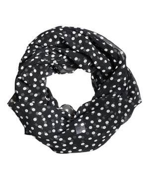 Dolce & Gabbana Black Polka Dots Polyester Wrap Shawl Scarf
