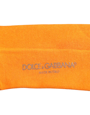 Dolce & Gabbana Orange Cotton Logo Over The Calf Socks