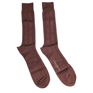 Dolce & Gabbana Brown Stretch Logo Print Mid Calf Socks