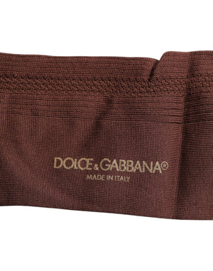 Dolce & Gabbana Brown Stretch Logo Print Mid Calf Socks