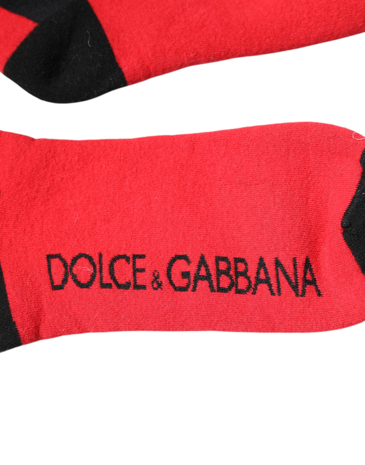 Dolce & Gabbana Red Cotton Stretch Printed Socks