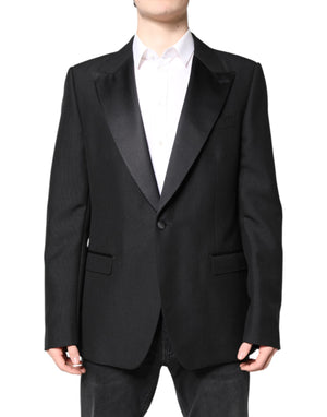 Dolce & Gabbana Black Wool Single Breasted Coat Blazer
