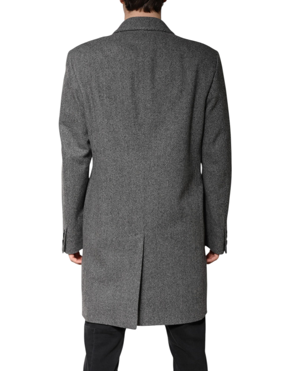 Dolce & Gabbana Gray Wool Single Breasted Trench Coat Jacket